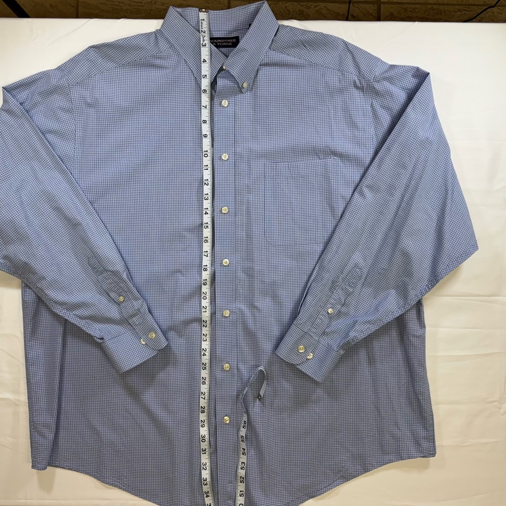Roundtree & Yorke Light Blue Checkered Dress Shirt Size 2XB - Picture 3 of 7